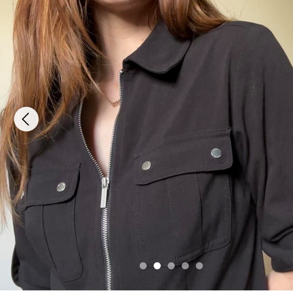 Michael Kors Half Zip Shirt Dress, Black, Size medium - Picture 4 of 11